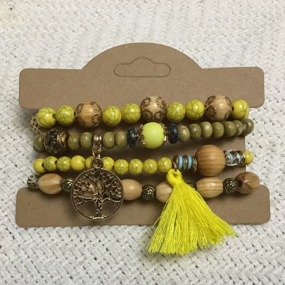 Boho Tree of Life Stretch Bracelet Set